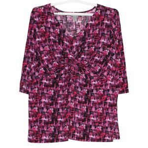 Catherines Plus Size 3X Tunic Top Stretch Pink 3/4 Sleeve Work Office Career